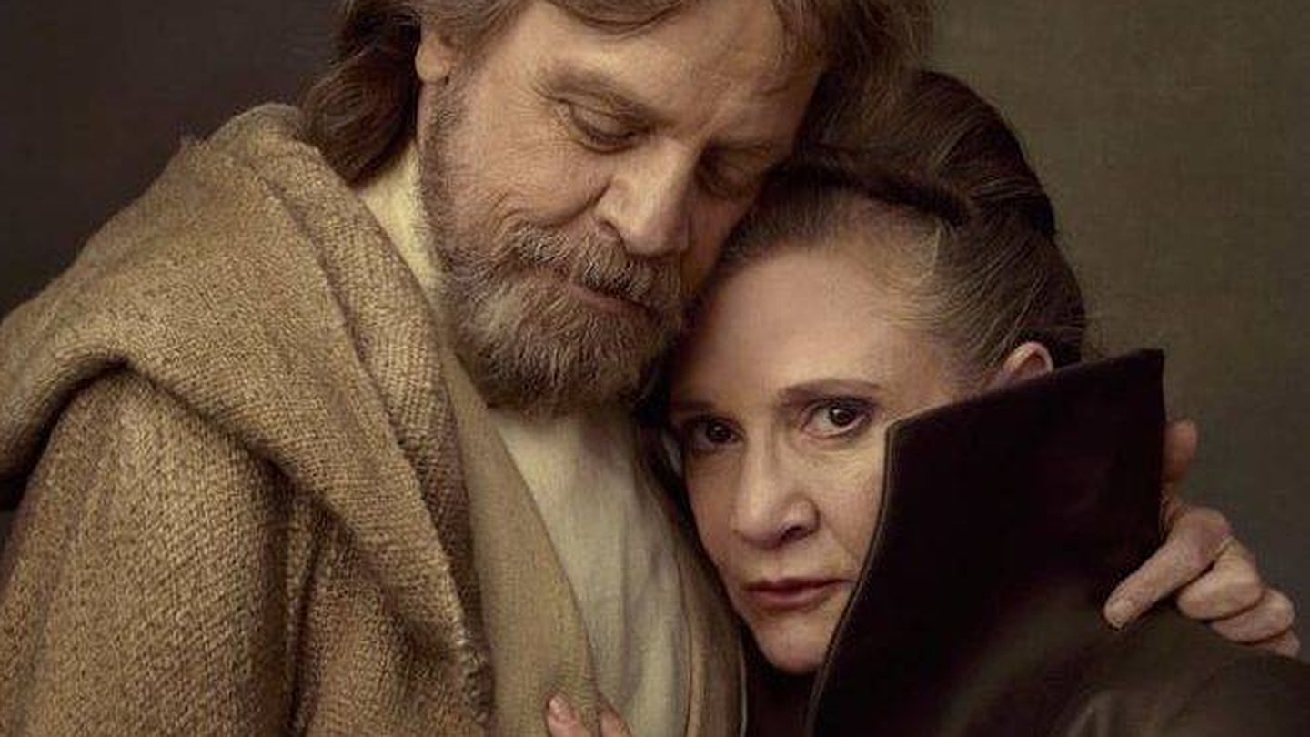 Mark Hamill y Carrie Fisher, como Luke y Leia en la última película de la saga.