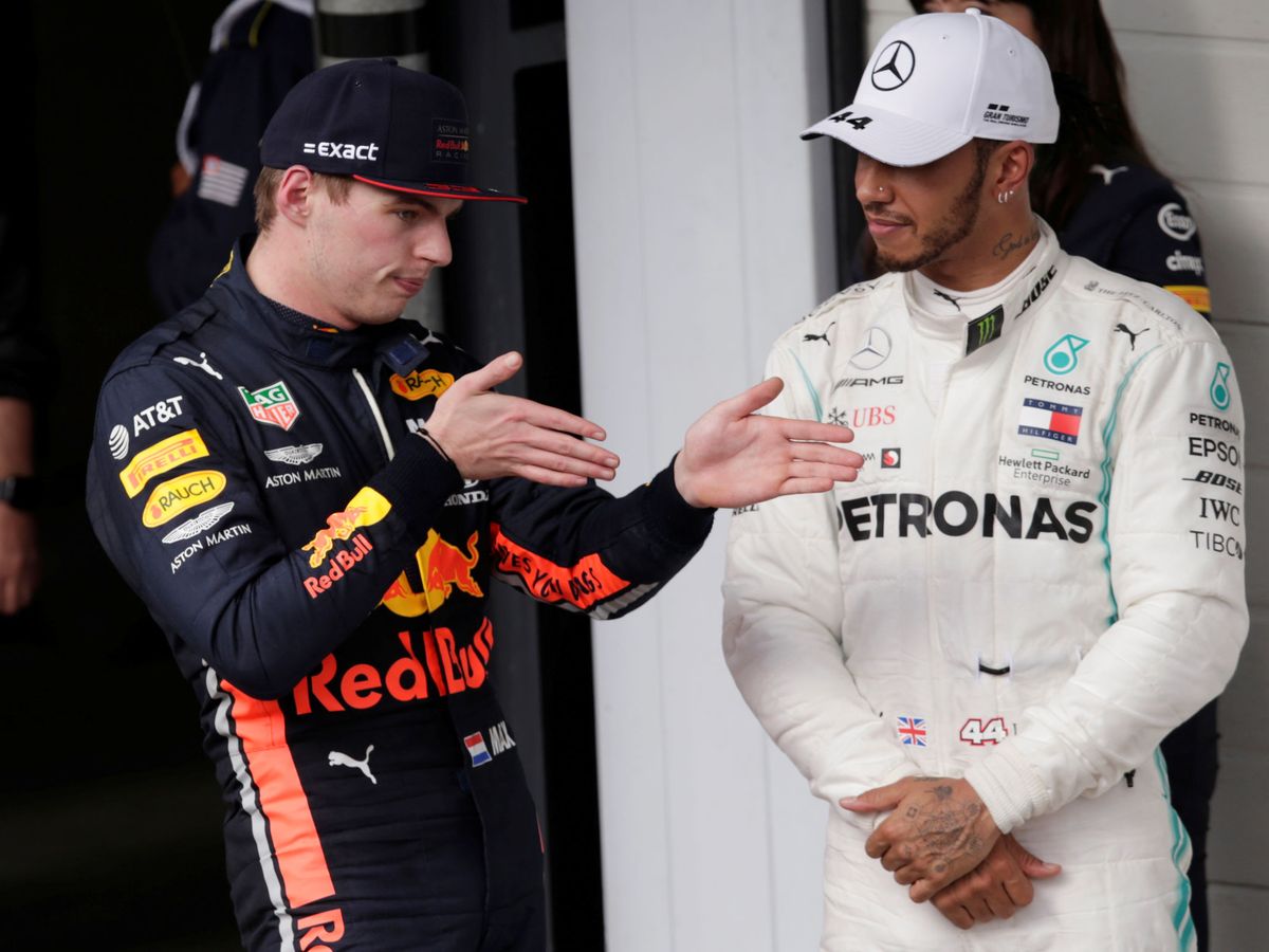 Foto: Max Verstappen y Lewis Hamilton en Brasil. (Reuters)