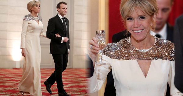 Foto: Brigitte Macron en la cena de gala en el Elíseo. (Reuters)