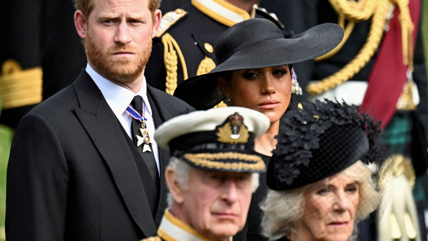 Los Sussex, en el funeral de Isabel II. (Reuters)