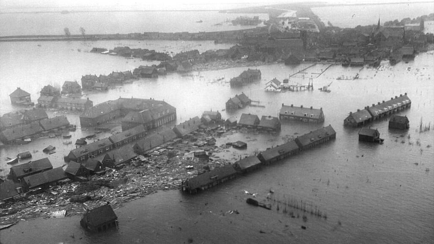 Inundación del Mar del Norte, fotografía tomada desde arriba. (Wikimedia commons)