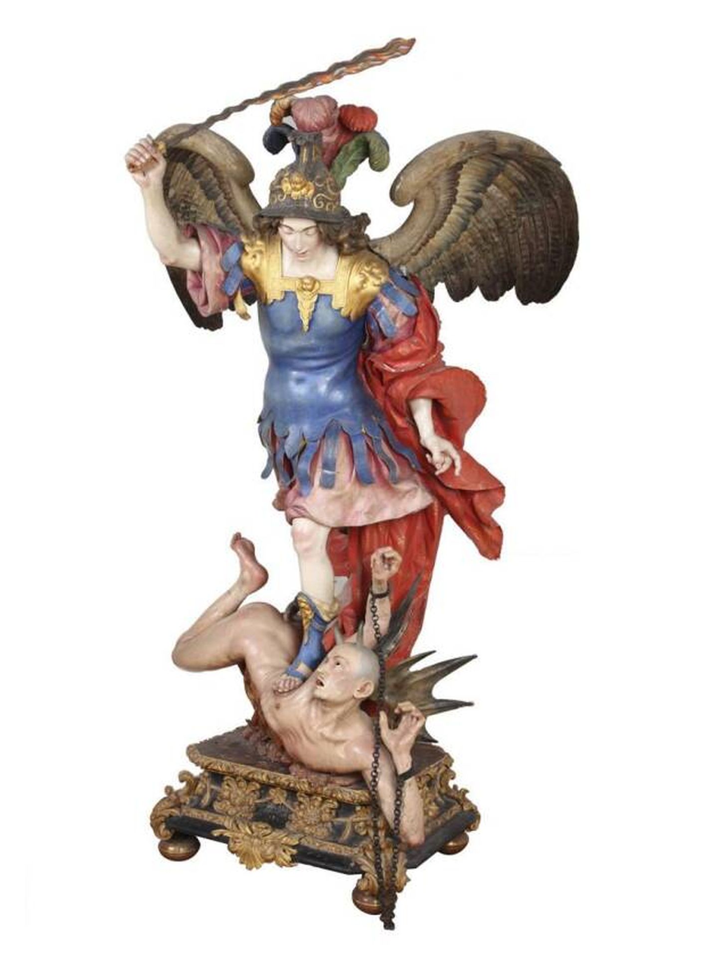 'El arcángel San Miguel venciendo al demonio', obra de la Roldana. (Patrimonio Nacional)