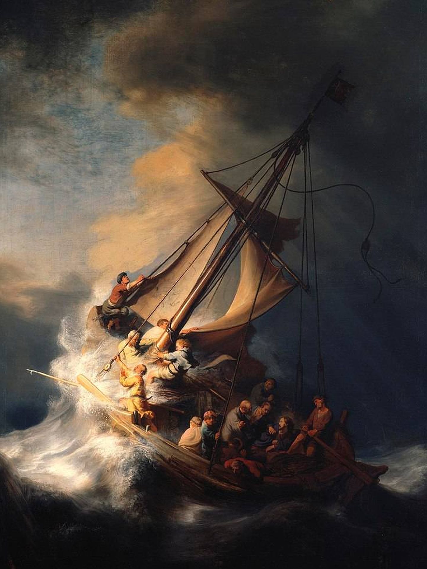 El impresionante cuadro 'La tormenta en el mar de Galilea' de Rembrandt, el cual hace referencia al episodio en el que Jesús calma la tempestad. 