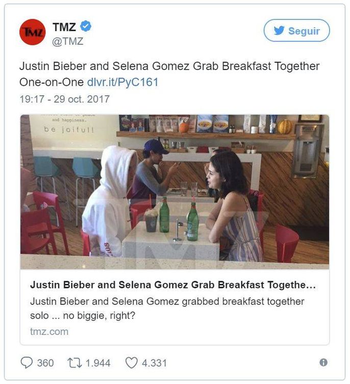 Selena Gomez y Justin Bieber en la imagen de la polémica de 'TMZ'.