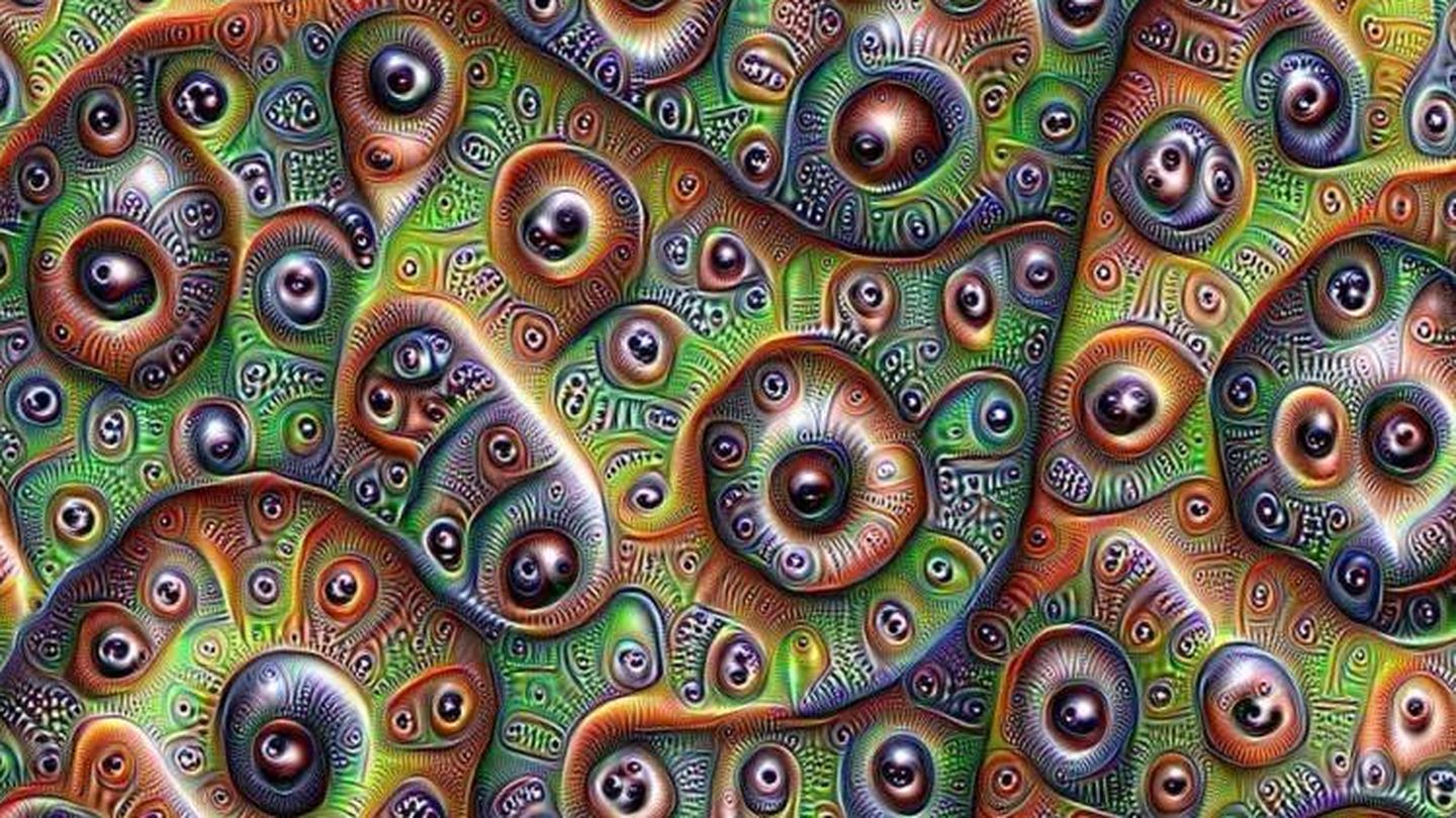 Otra imagen vista tal y como la interpreta la red neuronal artificial de Google Deep Dream.