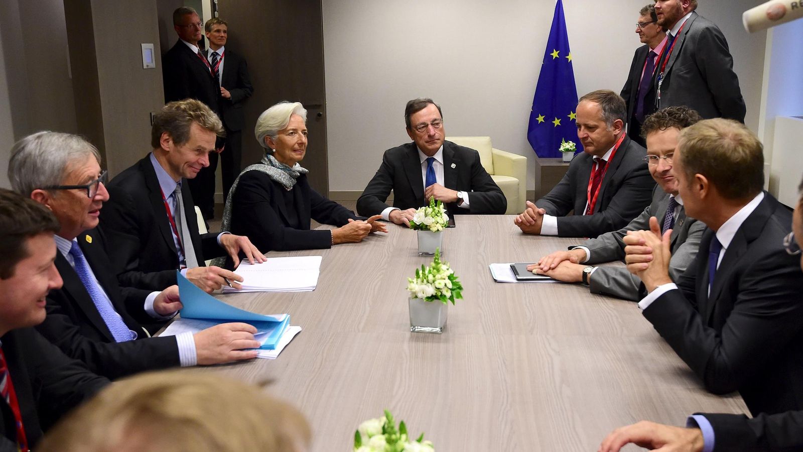 Foto: El presidente de la Comisión se reúne con la directora del FMI, el presidente del BCE y el presidente del Eurogrupo. (Reuters)