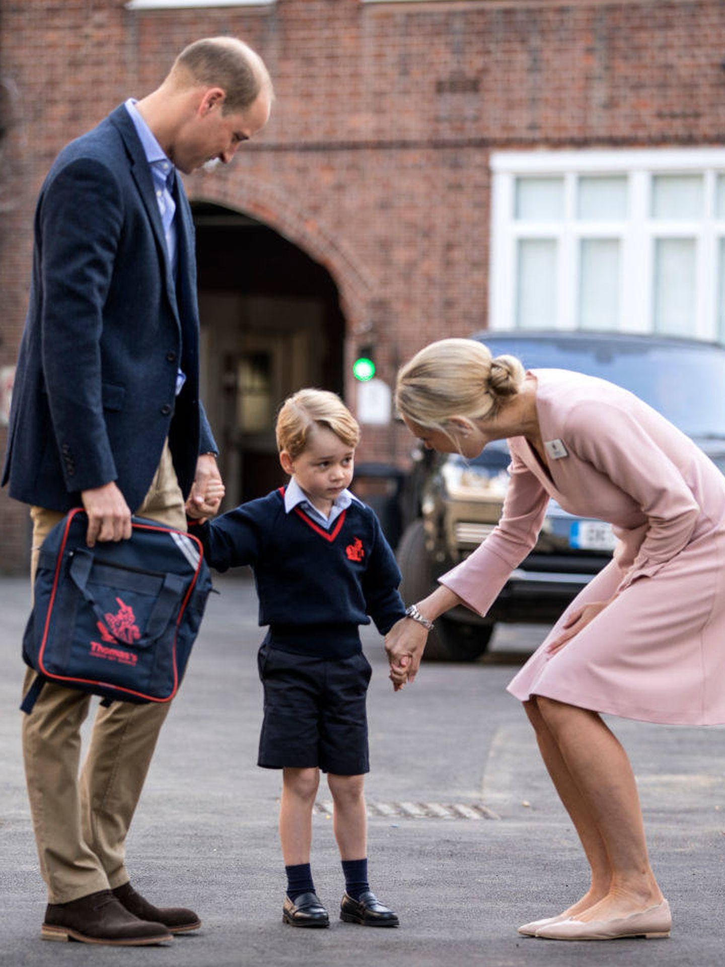 El príncipe George en su primer día de colegio. (Getty)