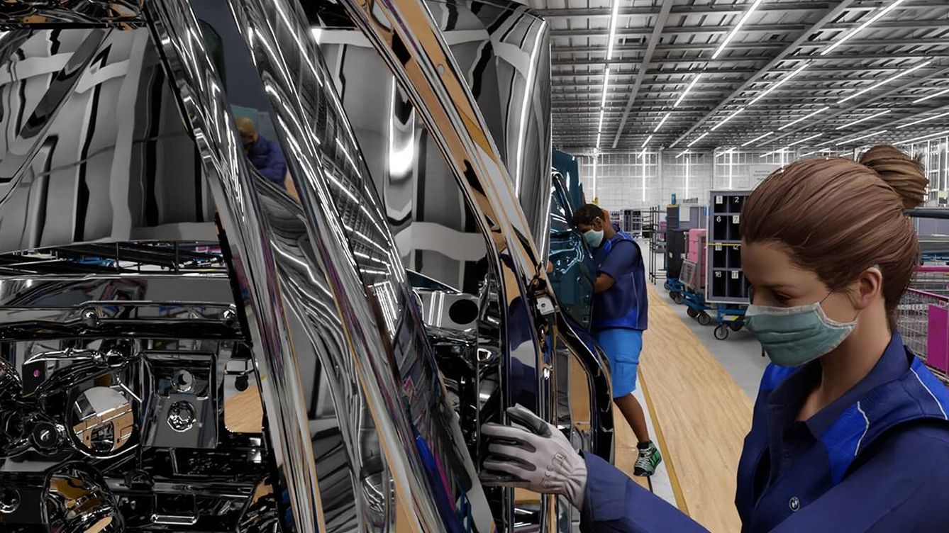 Foto: Uno de los operarios de la fábrica de BMW y Nvidia en el omniverso. (Nvidia)