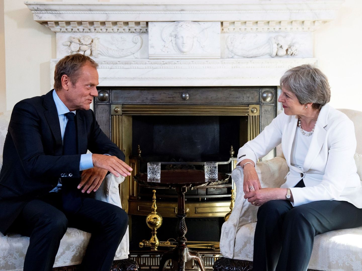 Tusk con May, en una reciente visita a Downing Street (REUTERS)