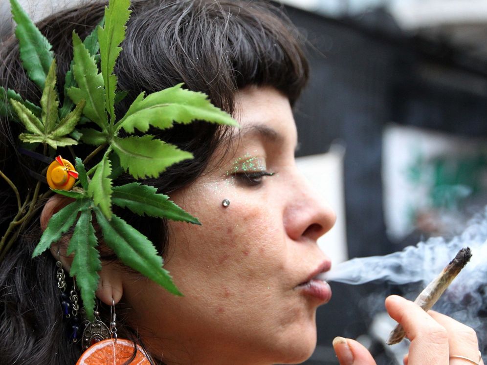 Foto: Un simpatizante del consumo de marihuana. Foto: EFE Mario Guzmán.
