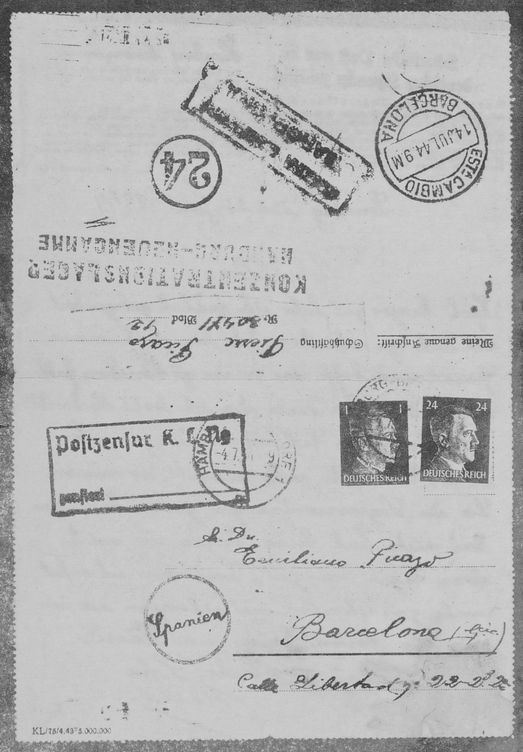 12. La carta que mandó un español desde Neuengamme a su familia. Cortesía de Antonio Muñoz
