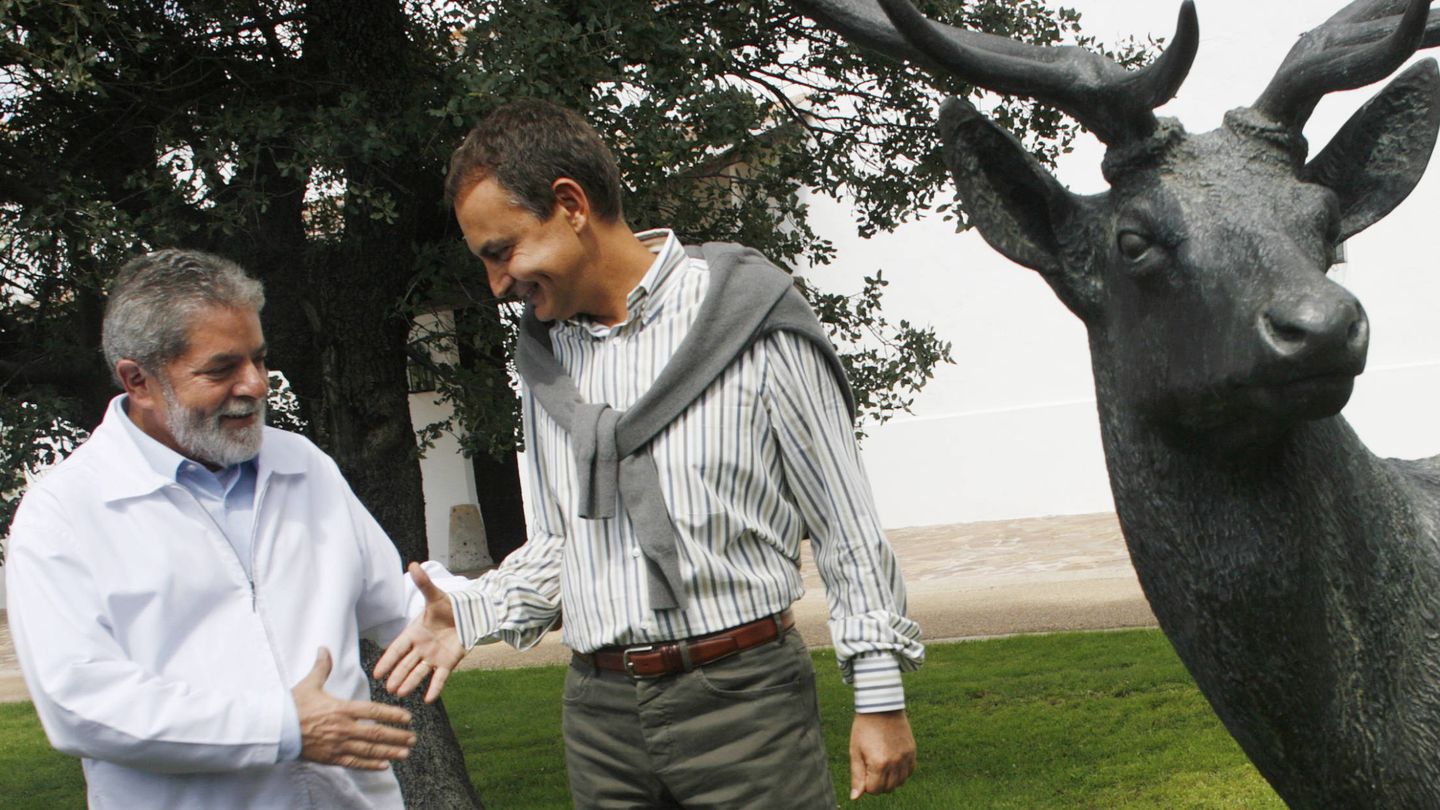 Lula da Silva y Zapatero, en Quintos de Mora. (Reuters)