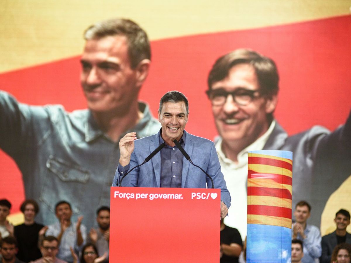 Foto: El presidente del Gobierno, Pedro Sánchez, interviene durante un acto del PSC. (Europa Press/Alberto Paredes)