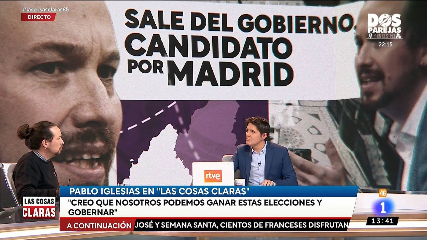 Pablo Iglesias y Jesús Cintora, en 'Las cosas claras'. (TVE)