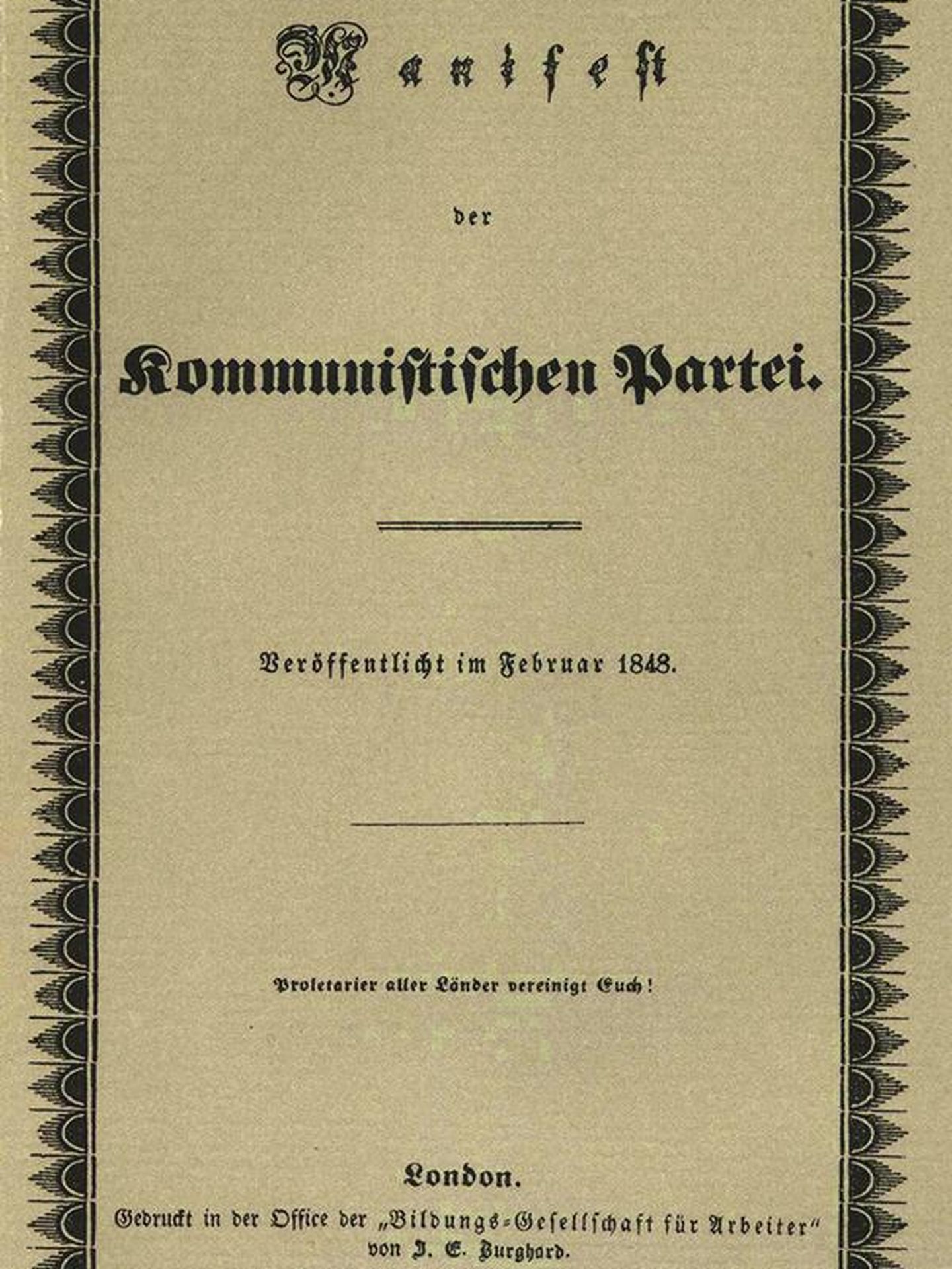 La portada original del 'Manifiesto Comunista'.