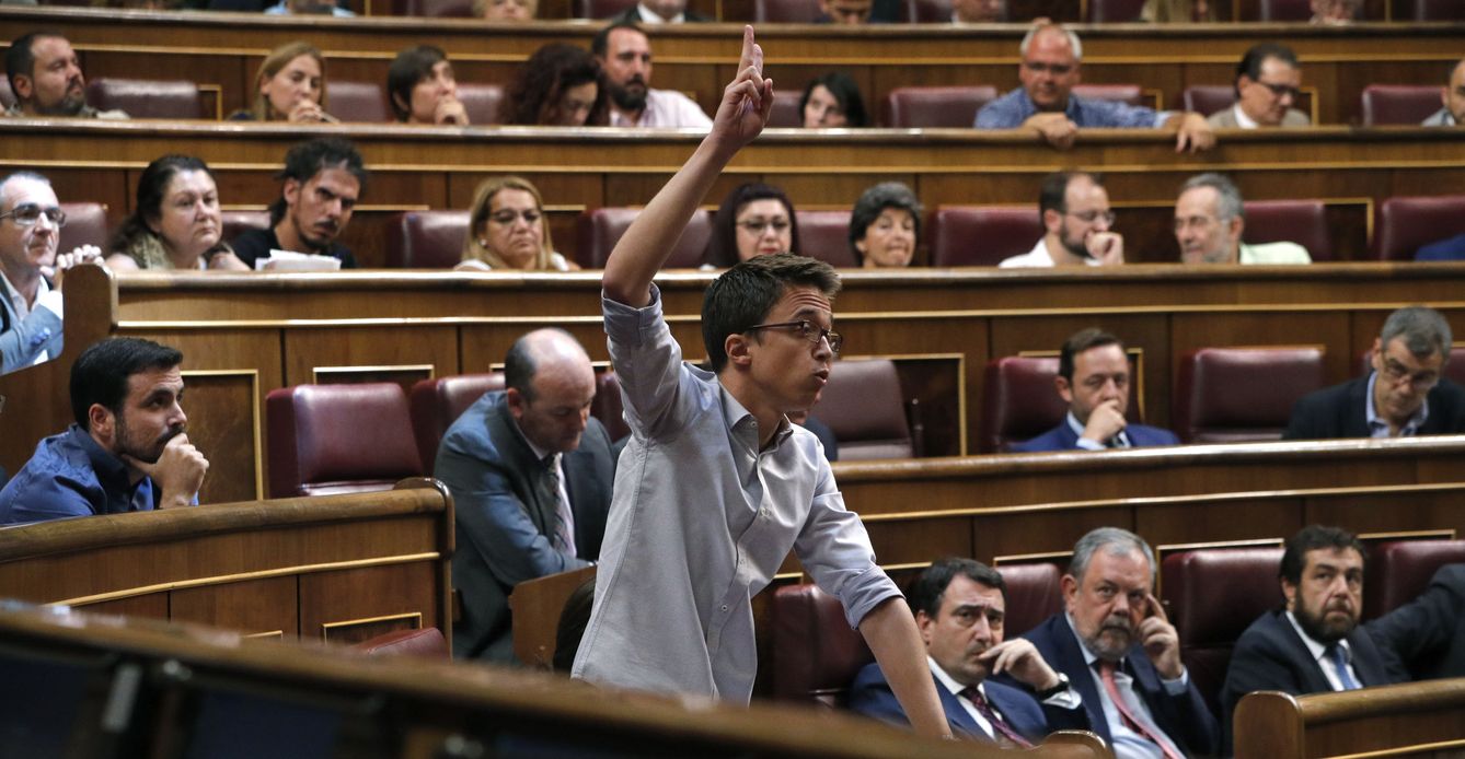El portavoz de Unidos Podemos, Íñigo Errejón, durante la sesión constitutiva de las Cortes Generales. (EFE)