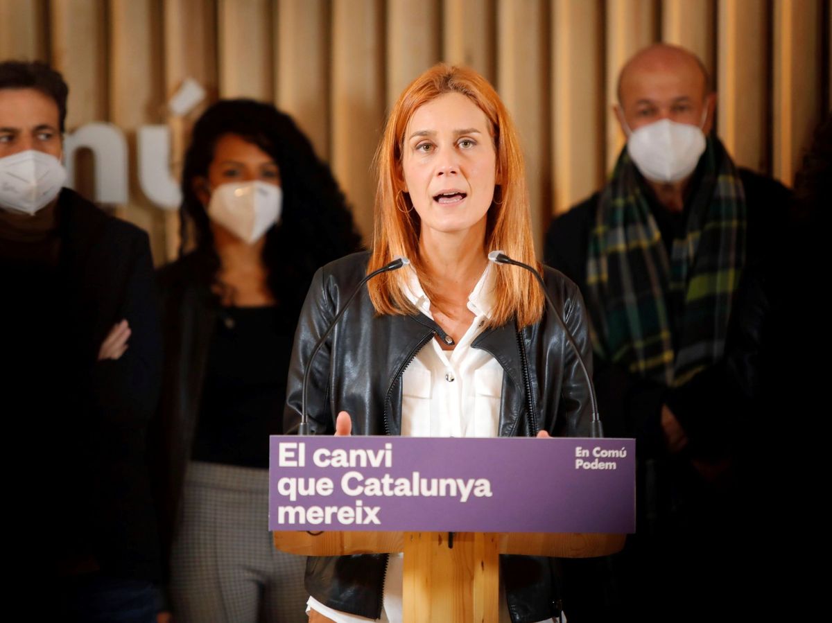 Foto: La candidata de En Comú Podem, Jéssica Albiach, durante su comparecencia para valorar los resultados. (EFE)