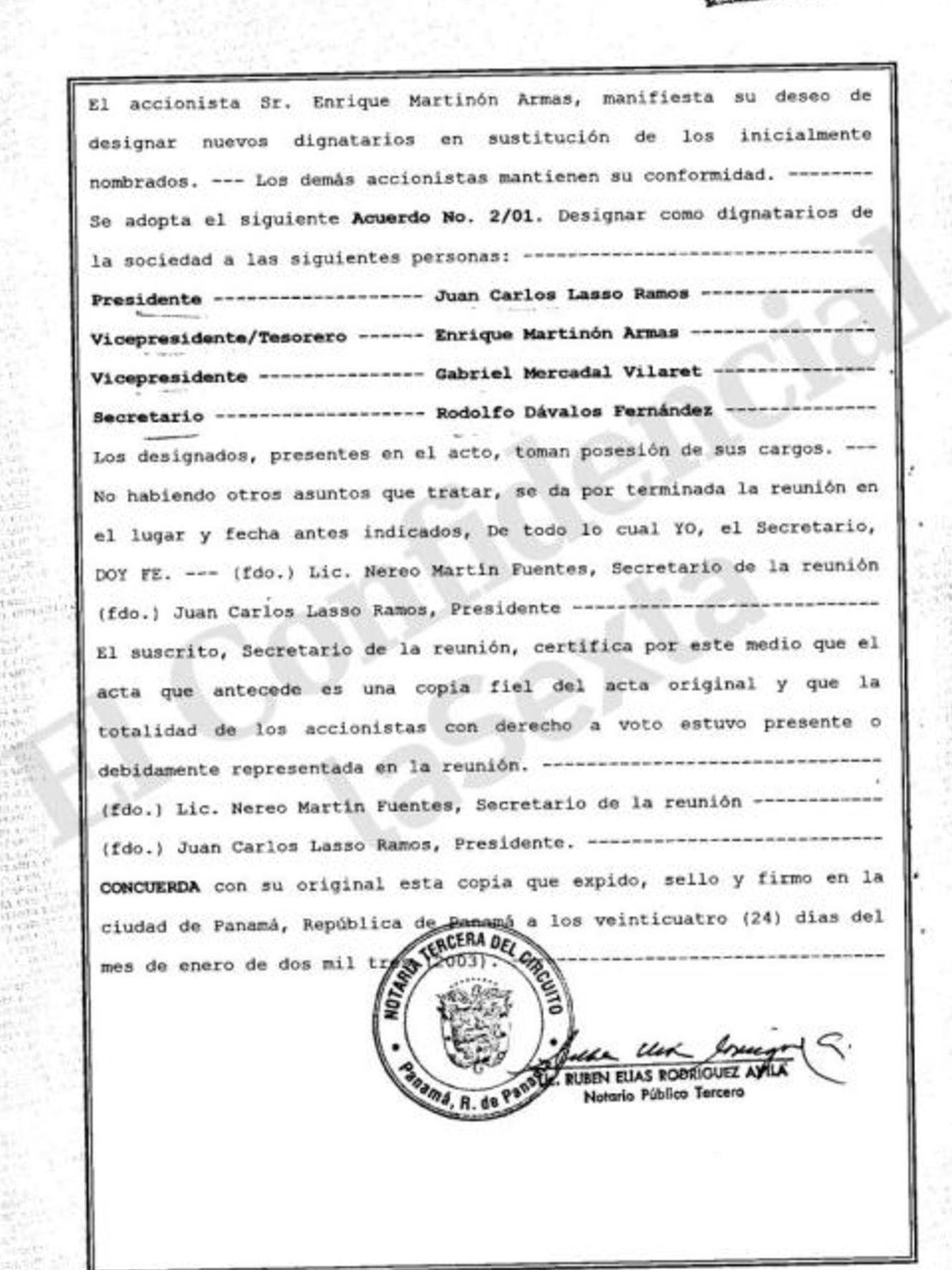 Documentación de los papeles de Panamá sobre Martinón. (Pinche para ampliar)