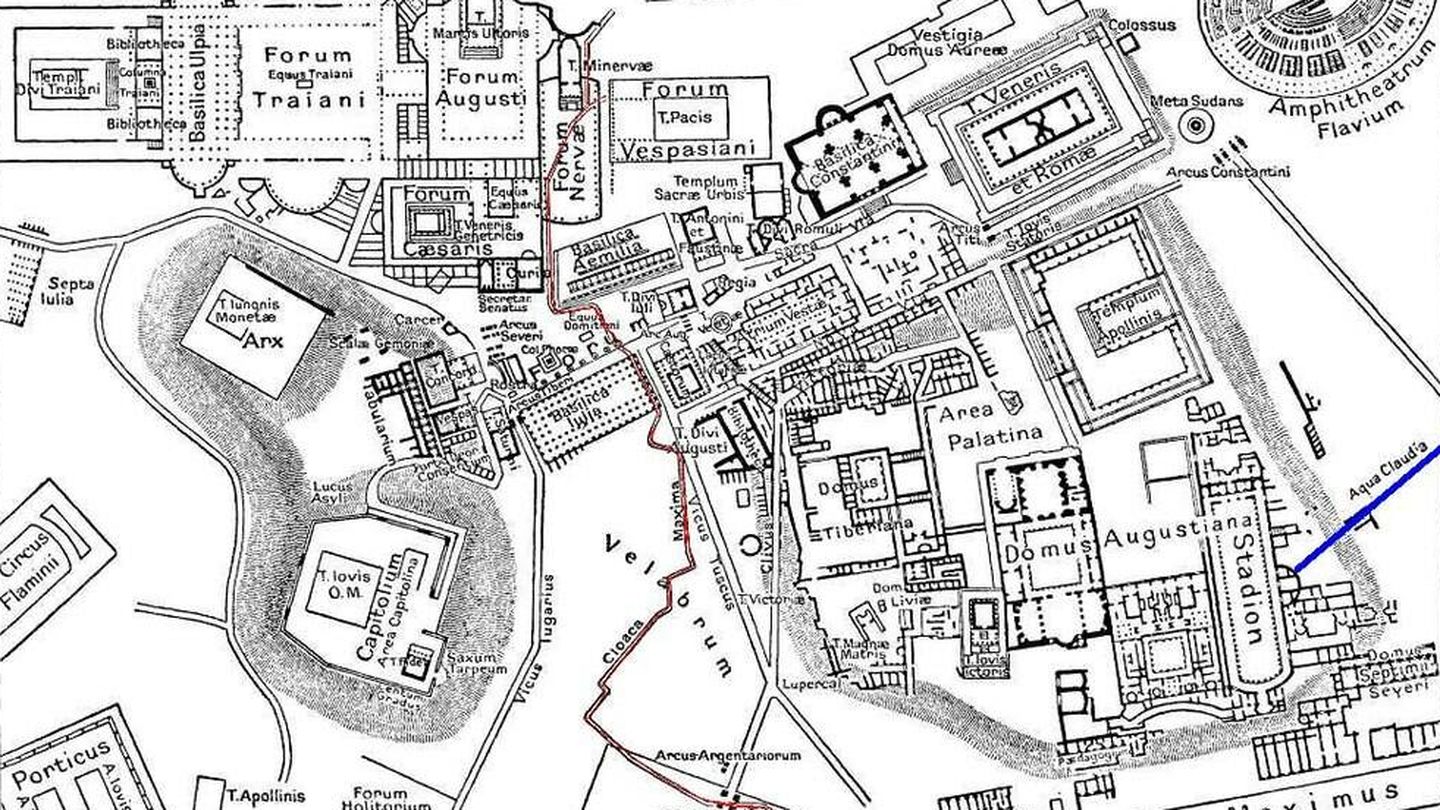 Plano de la Cloaca Máxima romana, uno de los primeros sistemas de alcantarillado del mundo. Fuente: Wikipedia
