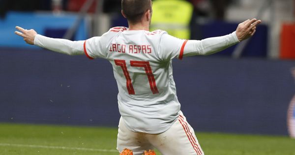 Foto: Aspas celebra un gol el pasado mes de marzo contra Argentina. (EFE)