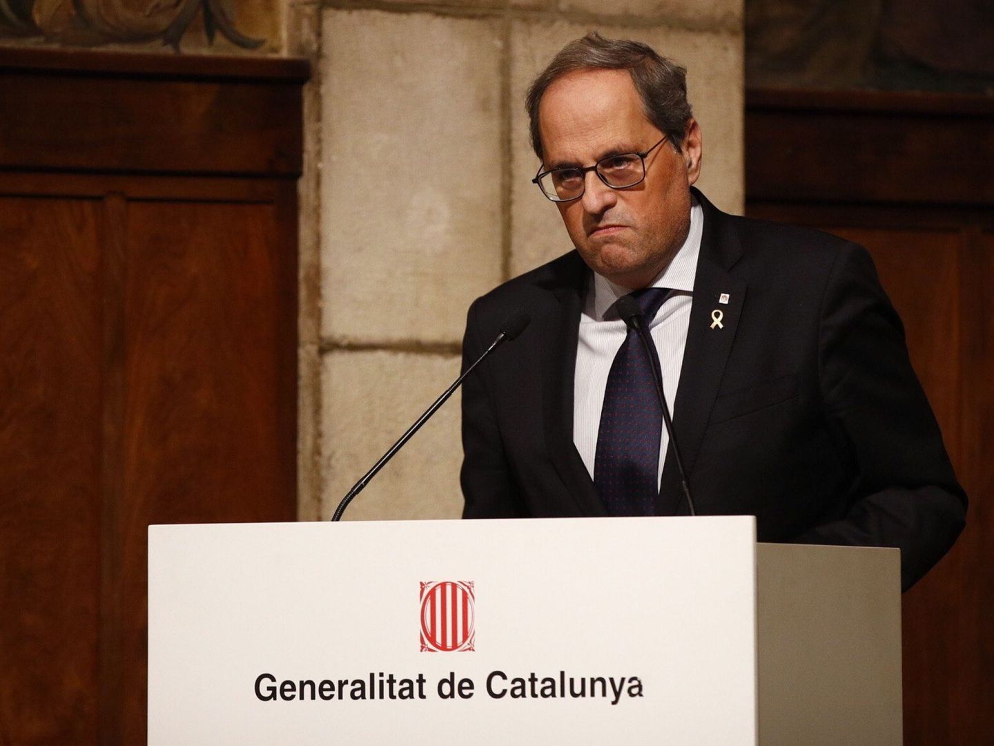 Quim Torra, durante la entrega de los Premios de Turismo de Cataluña, celebrado este jueves en el Palau de la Generalitat. (EFE)