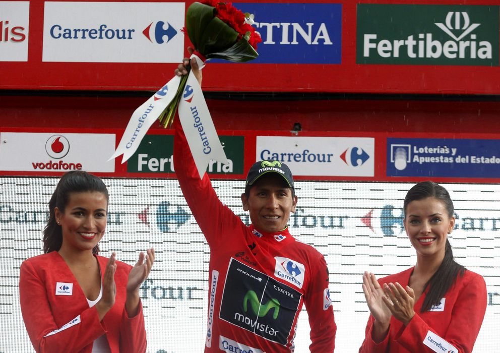 Foto: Nairo Quintana se vistió de rojo tras la novena etapa de la Vuelta a España. (EFE)