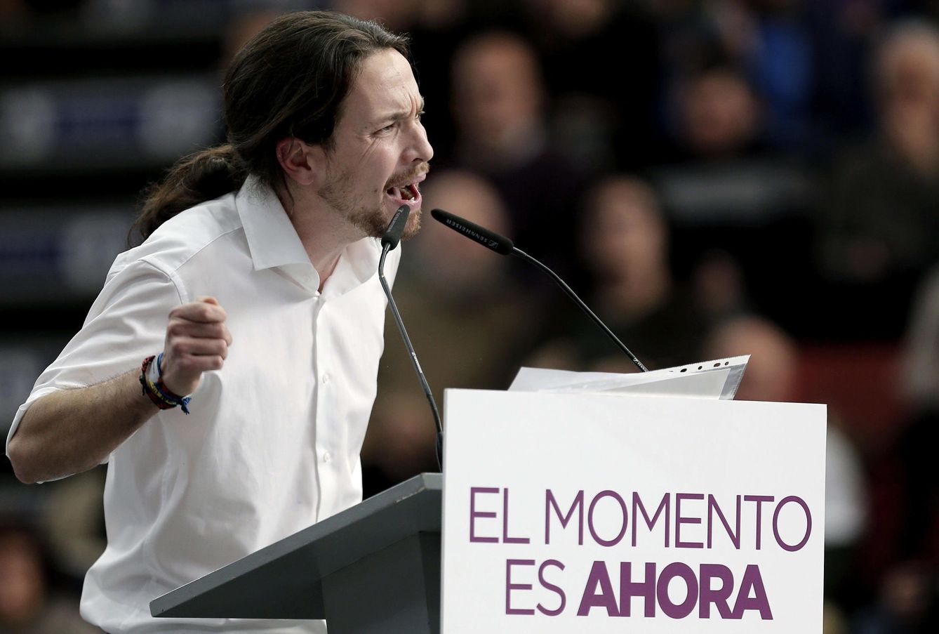 El líder de Podemos, Pablo Iglesias, en un acto en Valencia (EFE)