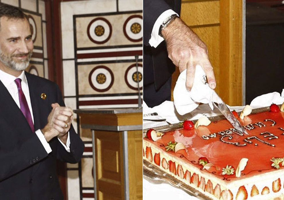 Foto: Momento en el que el Rey recibió su tarta de cumpleaños durante el viaje oficial a Etiopía (EFE)