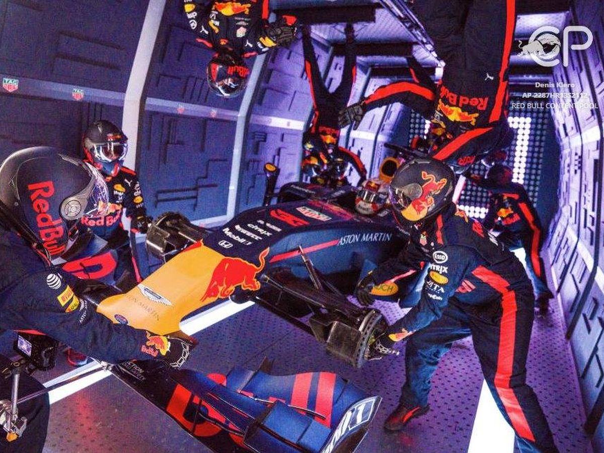 Foto: Red Bull con su pit stop sin gravedad. (Red Bull)