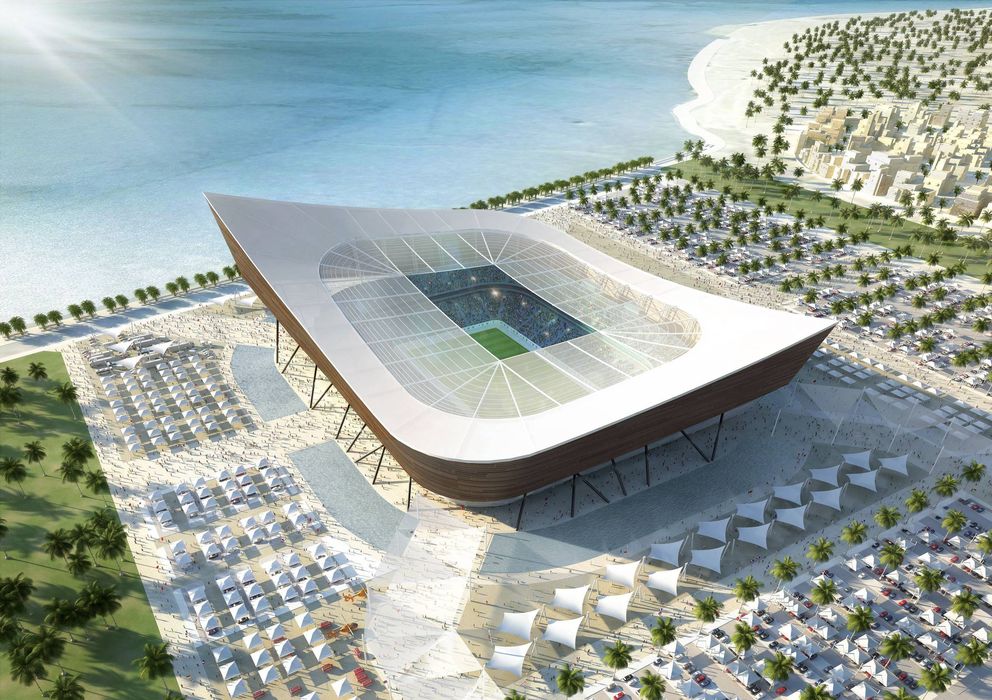 Foto: Imagen 3D creada por ordenador del estadio de Losail que estará disponible en el Mundial de Qatar.
