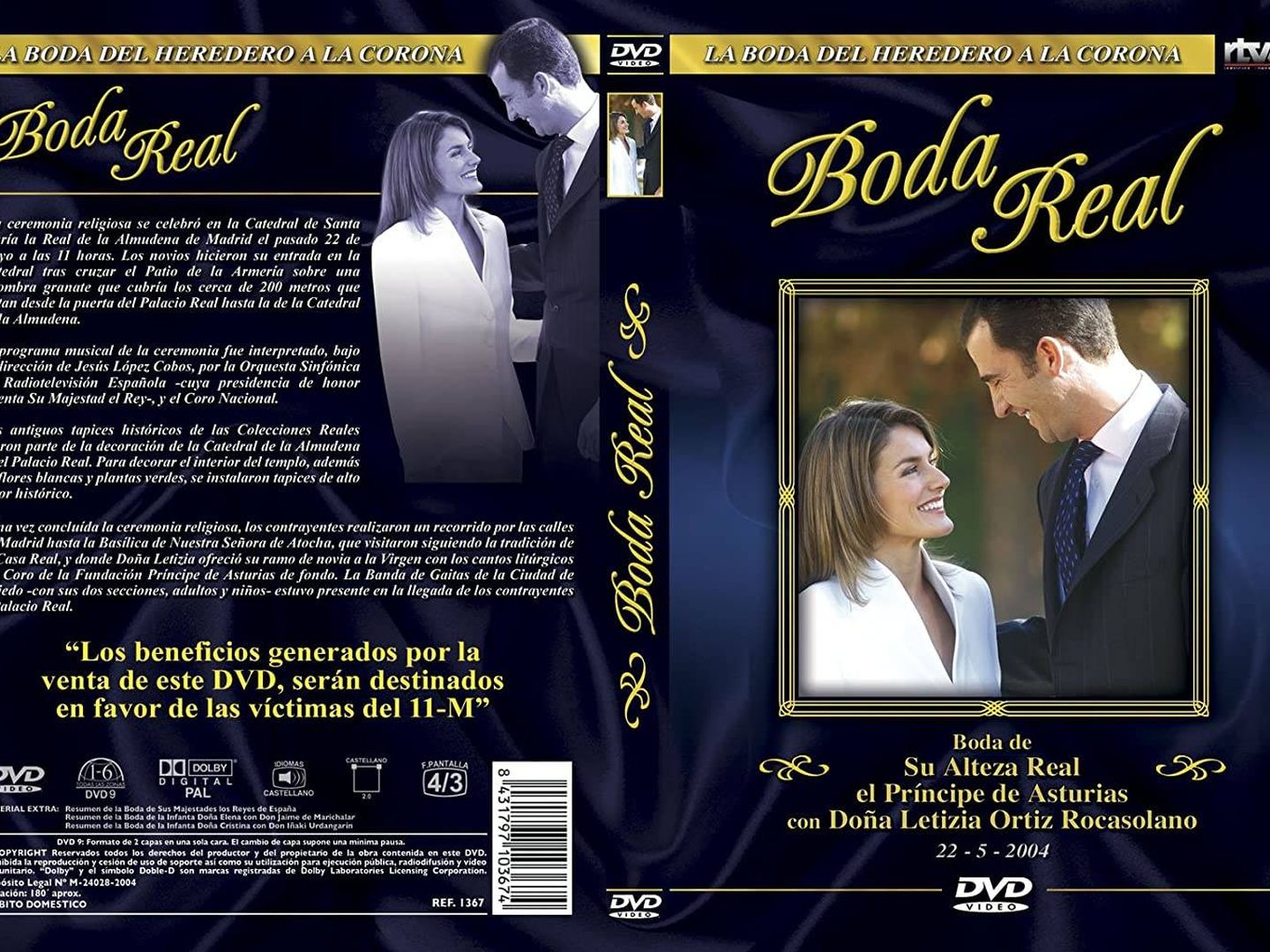 Carátula completa de la boda real en DVD. (TVE)