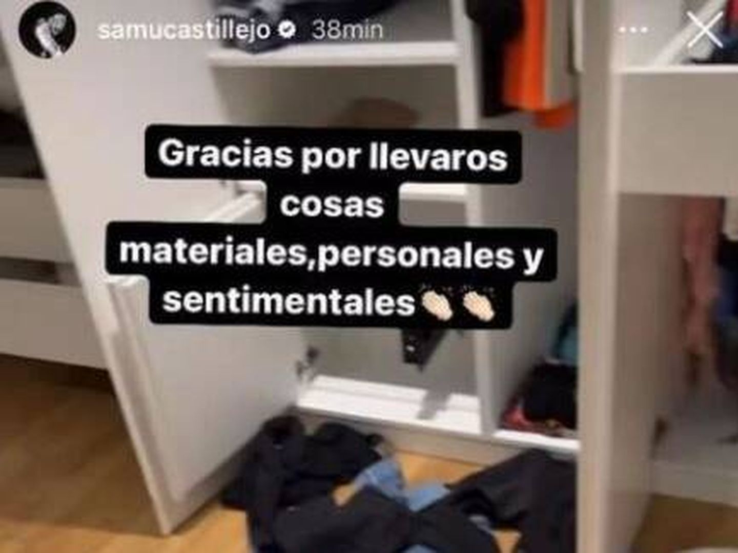 La publicación de Samu Castillejo en Instagram después de que entrara en su casa.