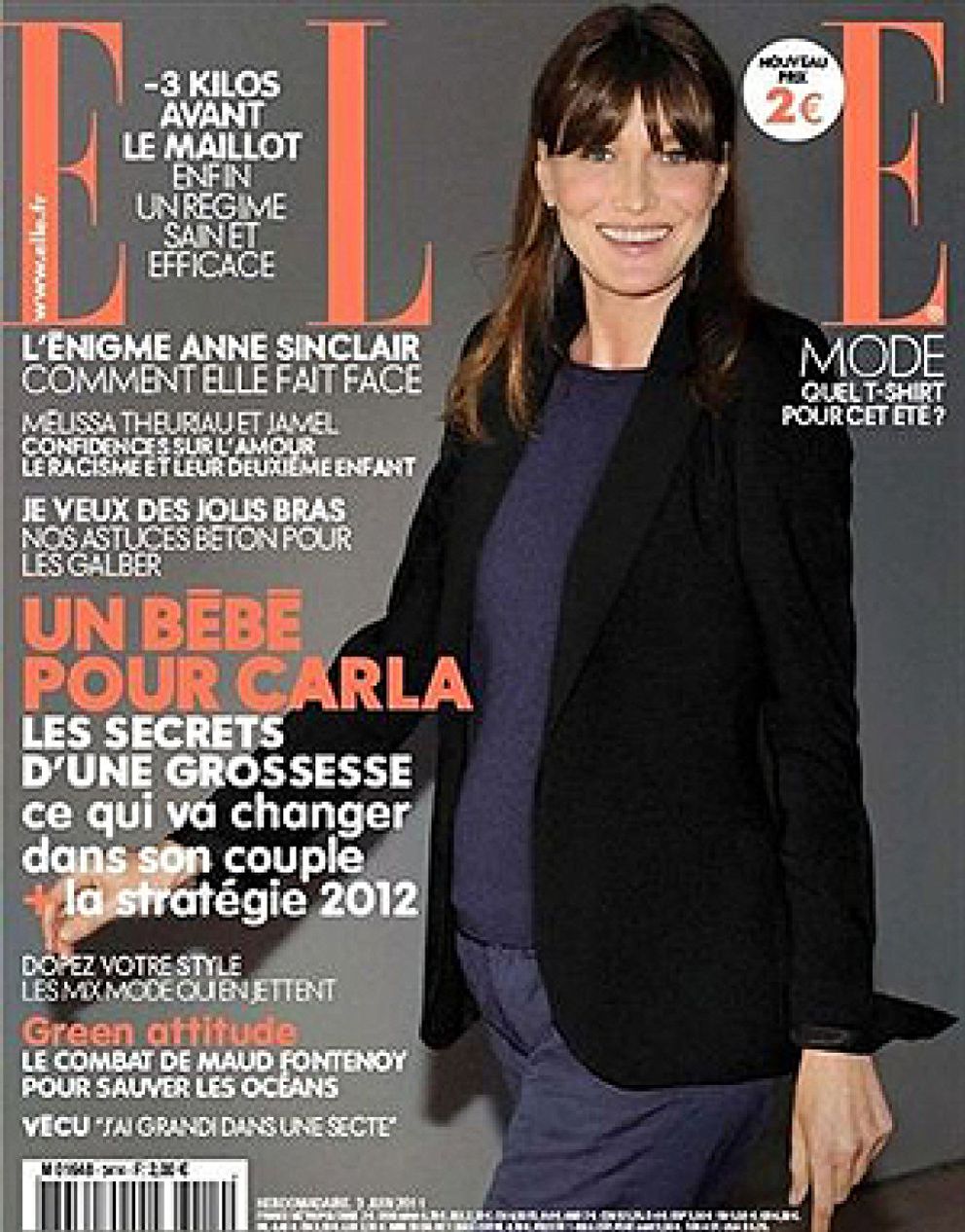 Foto: Carla Bruni presume de embarazo en 'Elle'