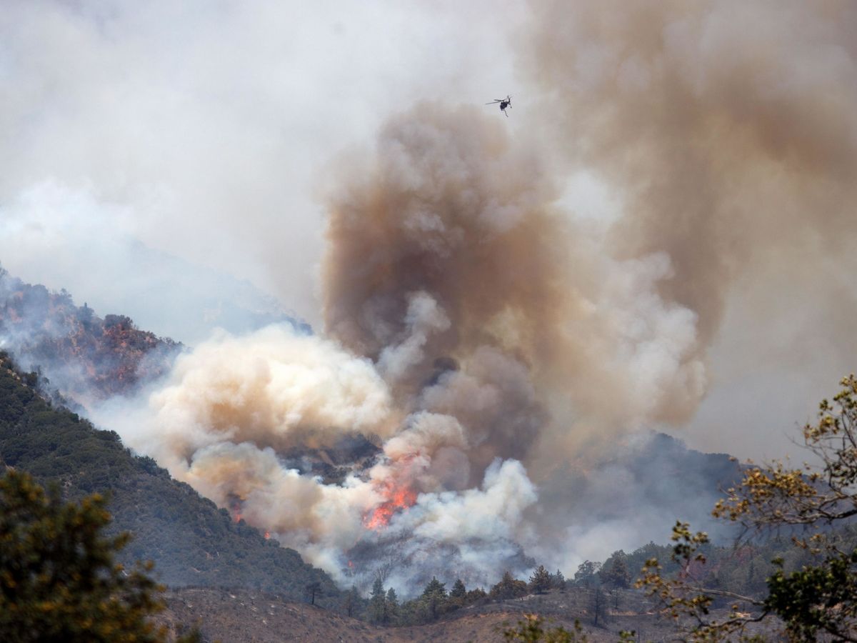 Foto: El incendio se ha desatado en un terreno muy accidentado, por lo que es muy peligroso para los bomberos (EFE EPA/Eugene Garcia)