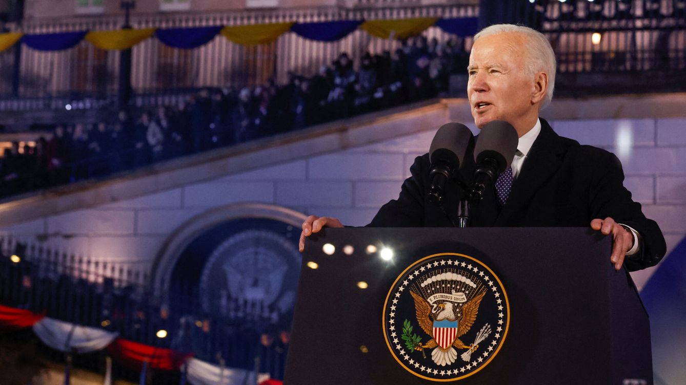 Foto: Joe Biden en un discurso por el aniversario de la guerra. (REUTERS/Evelyn Hockstein)