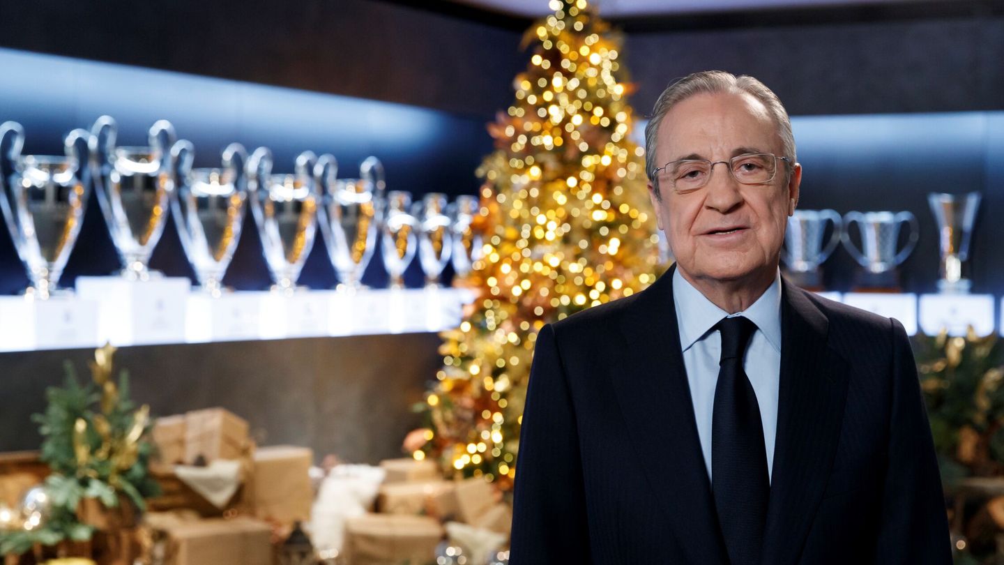 Florentino Pérez, en el mensaje navideño del Real Madrid. (EFE)