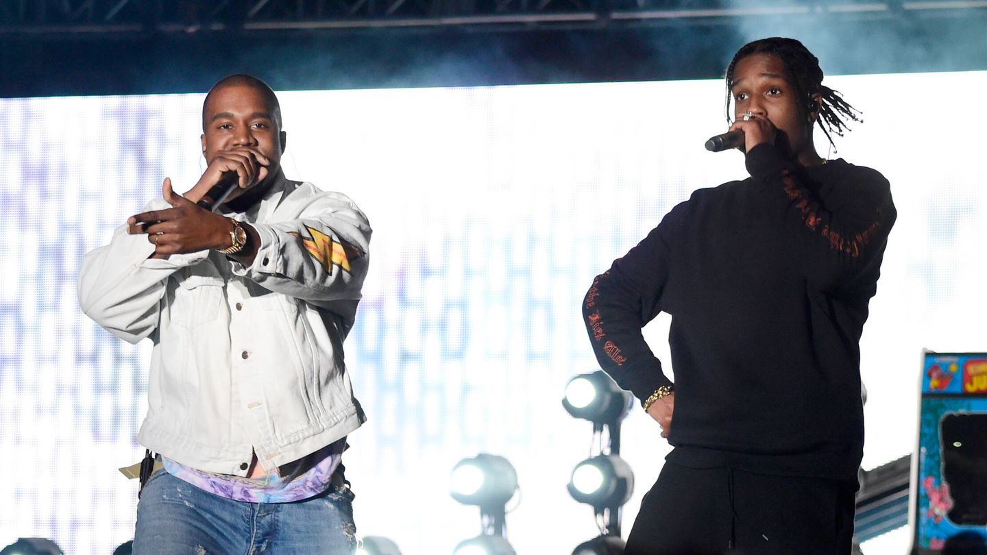 Kanye West y ASAP Rocky, durante una actuación. (Getty/Frazer Harrison)