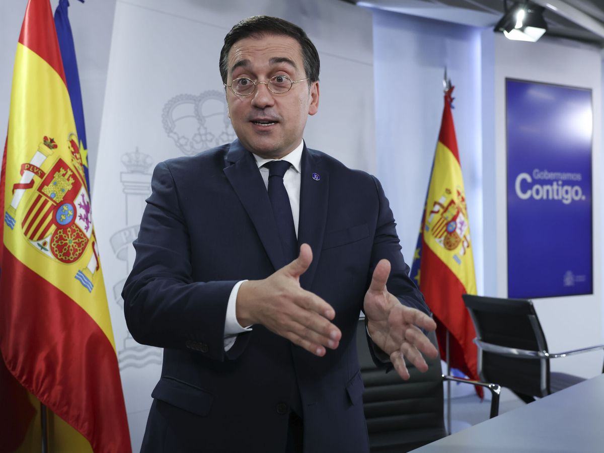 Foto: El ministro de Exteriores, José Manuel Albares, este martes, en la rueda de prensa posterior al Consejo de Ministros. (EFE/Kiko Huesca) 