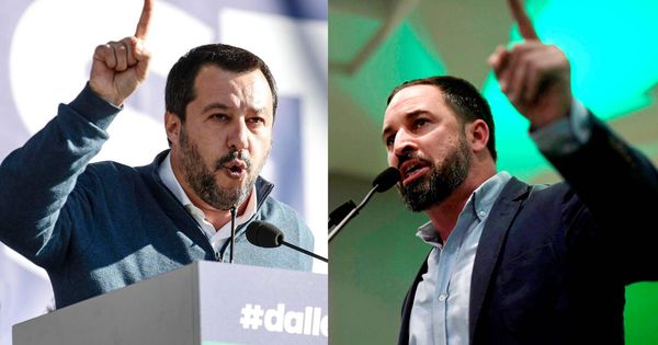 Foto: Matteo Salvini, líder de la Lega, y Santiago Abascal, presidente de Vox. (EFE/Montaje: E. Villarino)