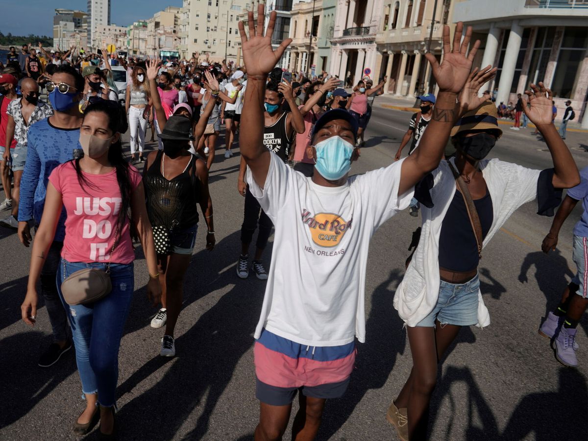 Foto: Manifestantes en La Habana, durante las protestas llevadas a cabo el pasado 11 de julio (Reuters)