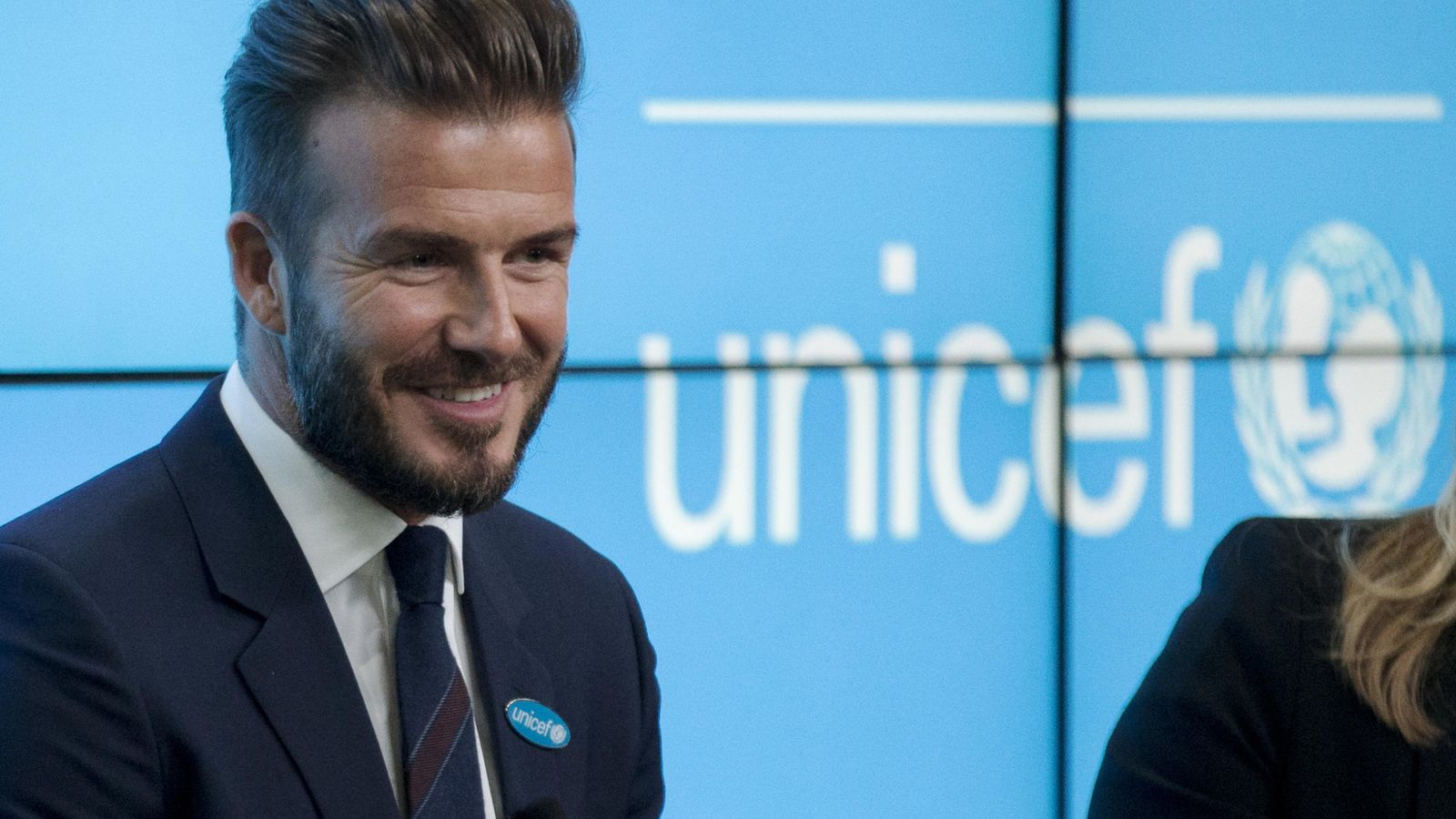 Foto: Beckham, en un acto en Unicef ((AP Photo/Matt Dunham).