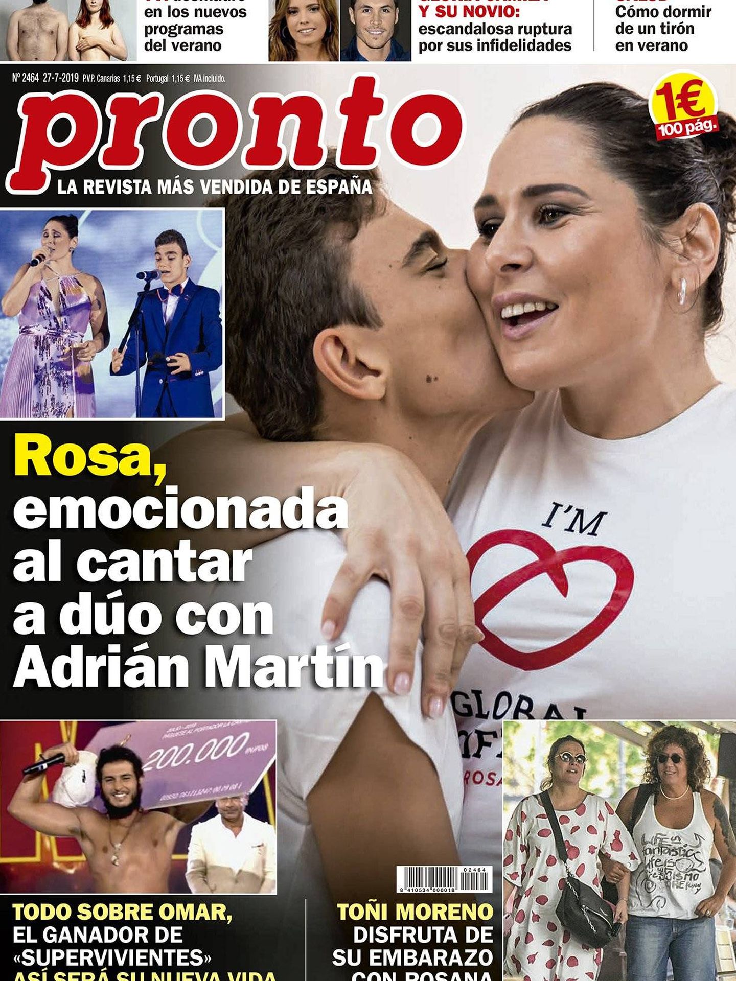 Portada de la revista 'Pronto' con Rosana y Toñi Moreno en la portada. (Pronto)