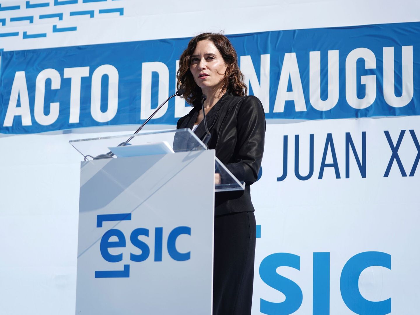 Isabel Díaz Ayuso, durante la ceremonia de inauguración del nuevo campus. (EFE)