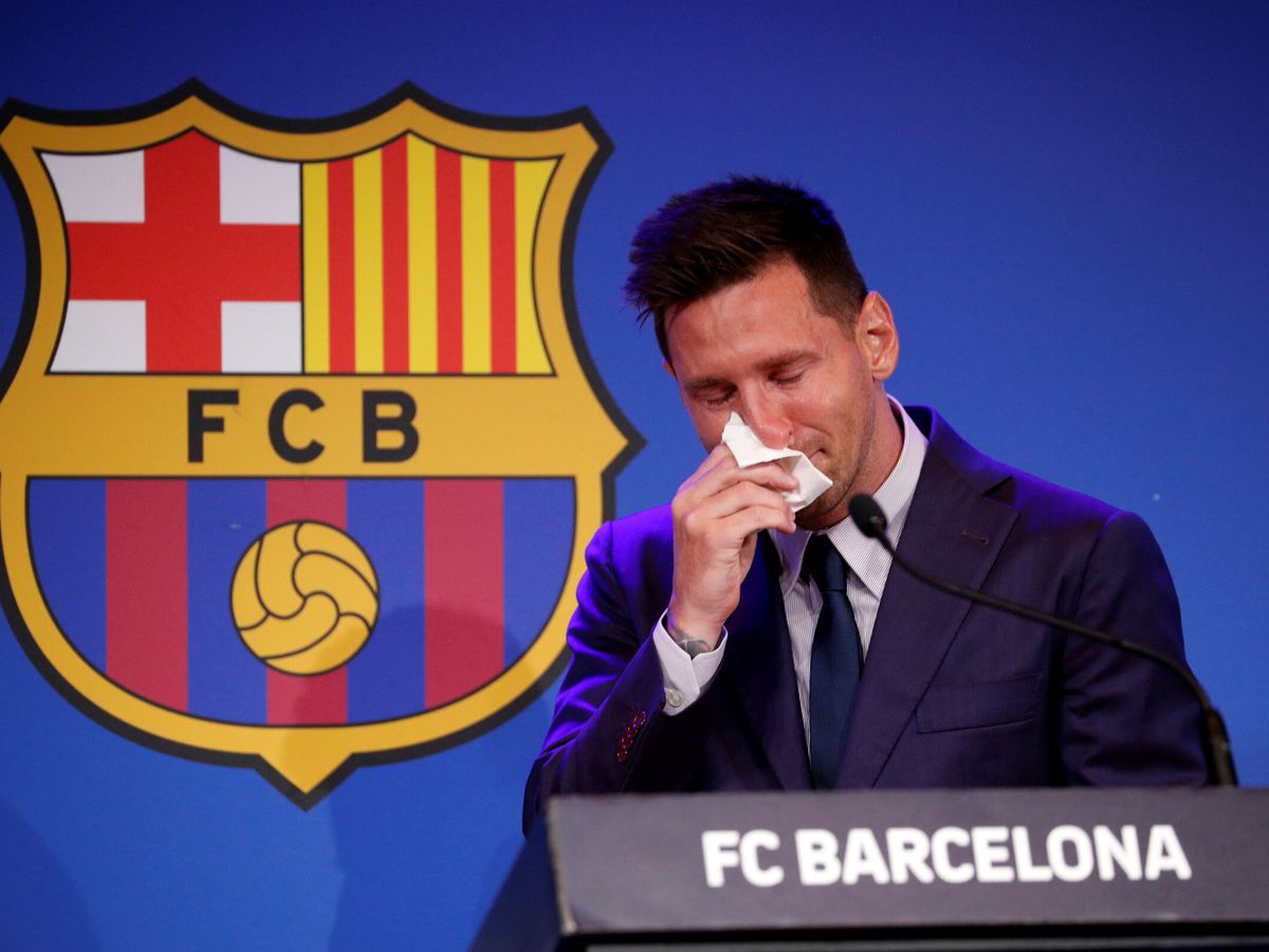 Foto: Messi rompe a llorar durante su despedida. (Reuters)