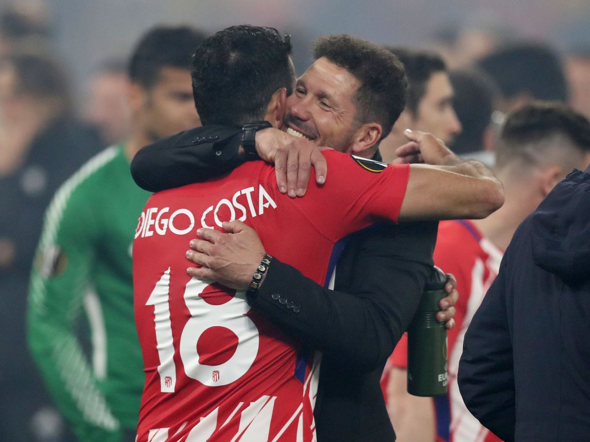 Foto: Diego Costa y Simeone en la final de la Liga Europa de 2018. (Reuters)