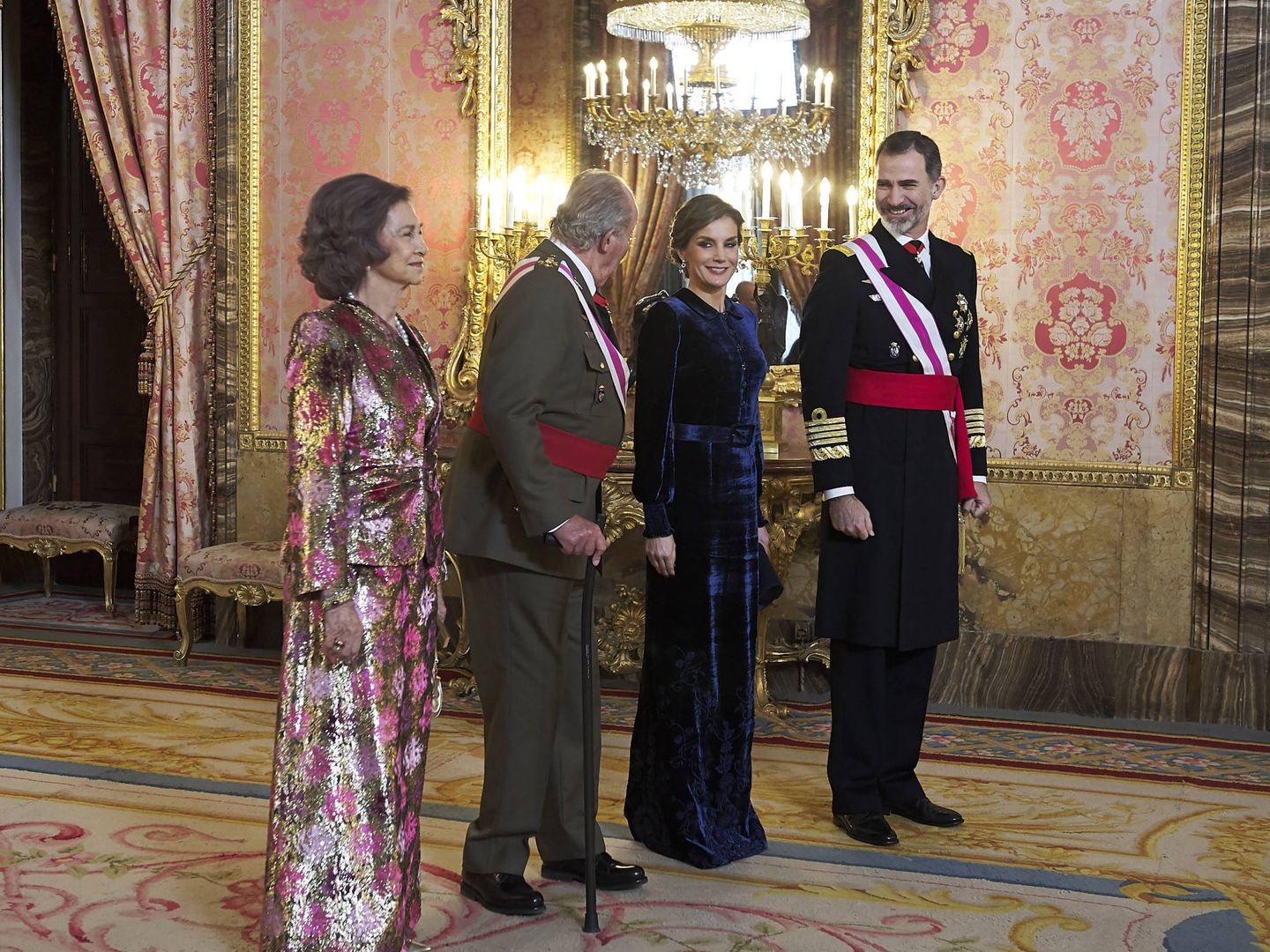 La familia real, durante la Pascua Militar de 2018. (Getty)