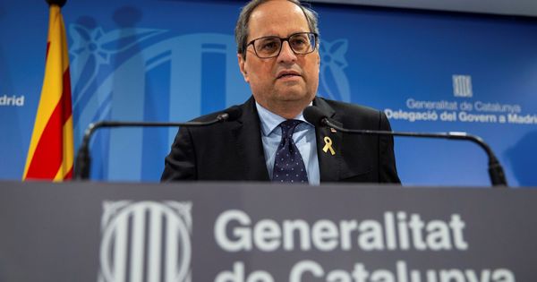 Foto: El presidente de la Generalitat, Quim Torra, durante una rueda de prensa en Madrid. (Efe).