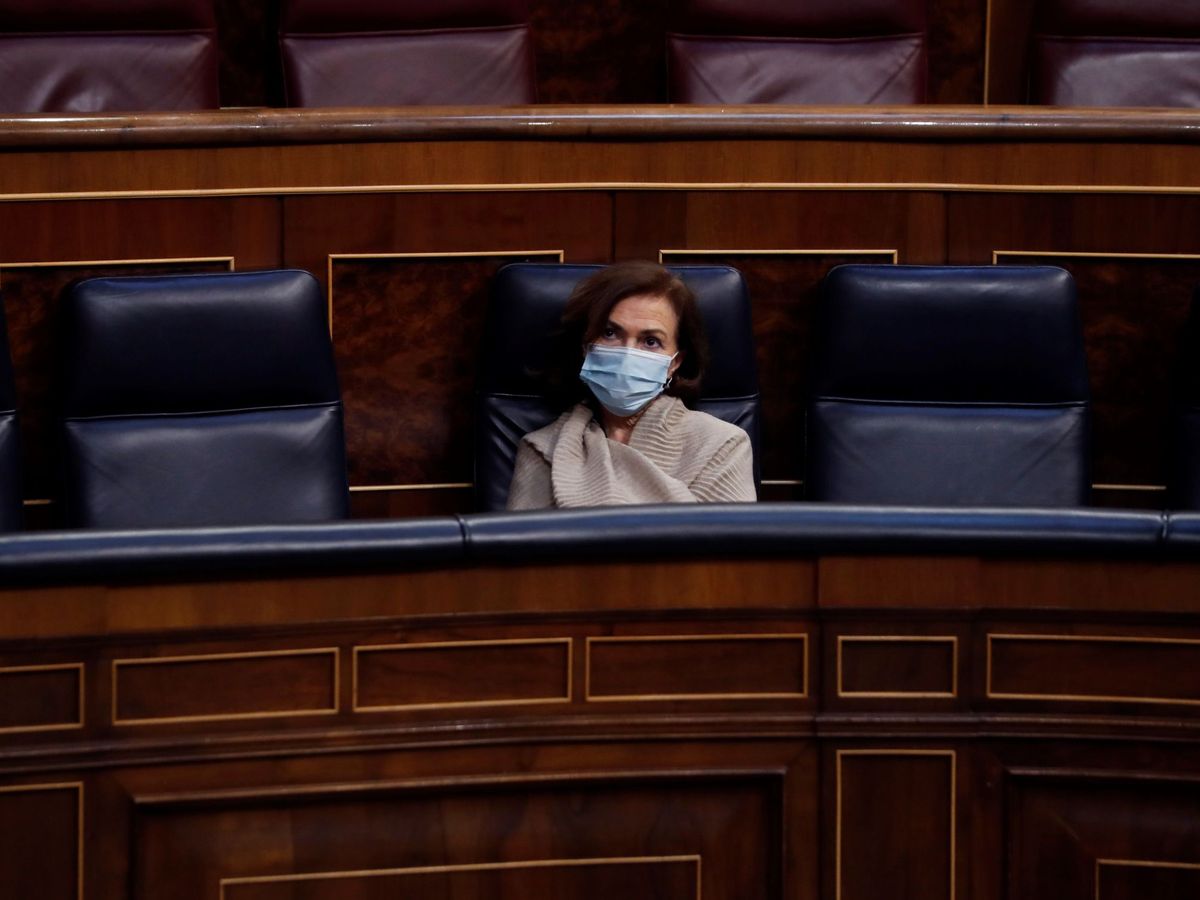 Foto: La vicepresidenta primera del Gobierno, Carmen Calvo, en el debate del Congreso para prorrogar el estado de alarma (EFE)