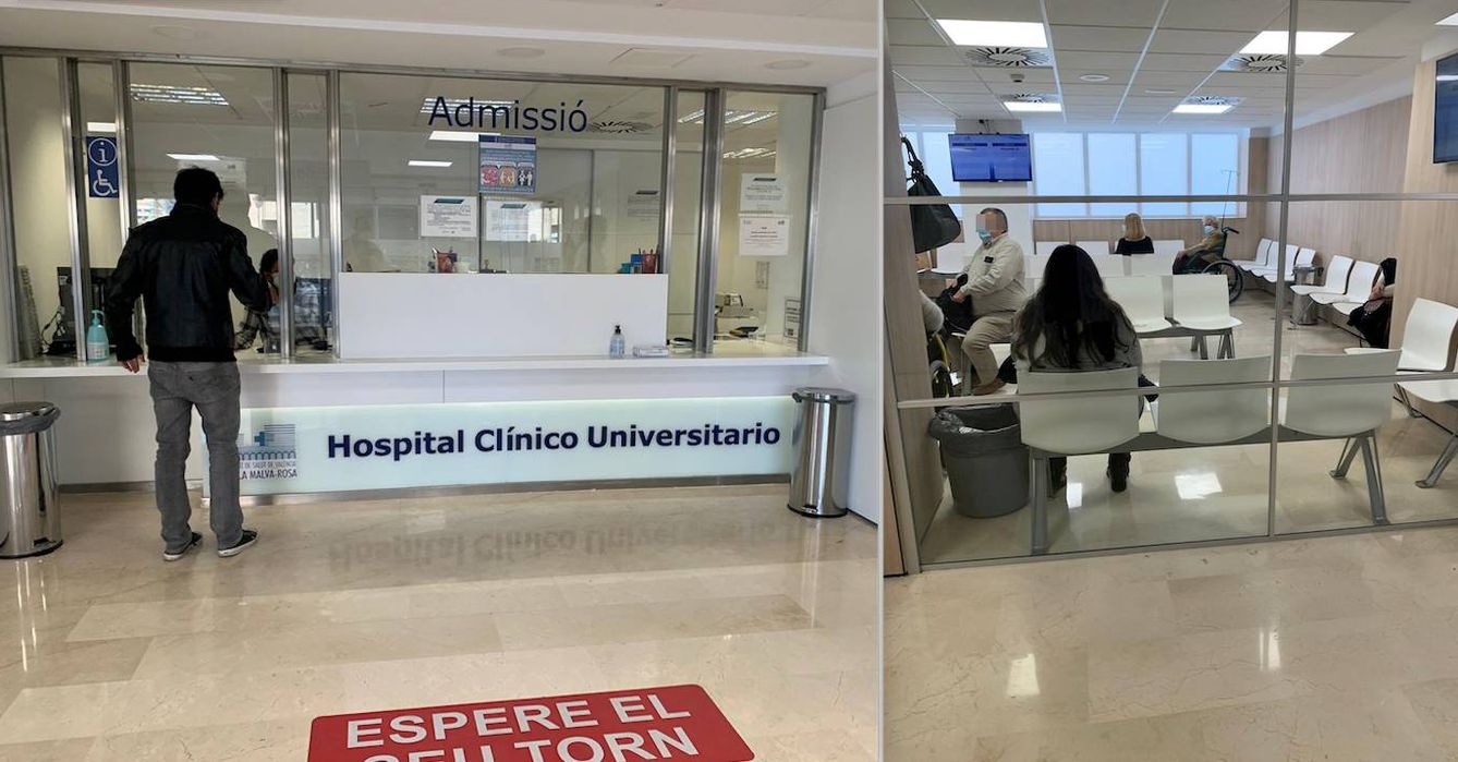 Admisión y sala de espera del Hospital Clínico de Valencia.