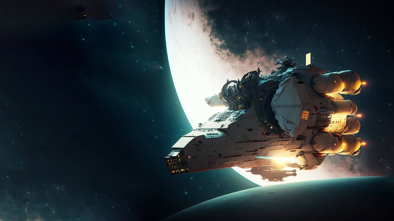 Foto: Una ilustración de una nave espacial de ciencia ficción generada por IA. (Midjourney)